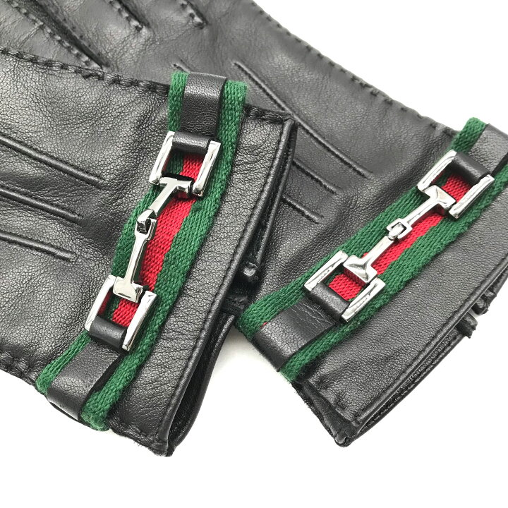 楽天市場】【中古】美品 GUCCI グッチ グローブ レザー シェリー 