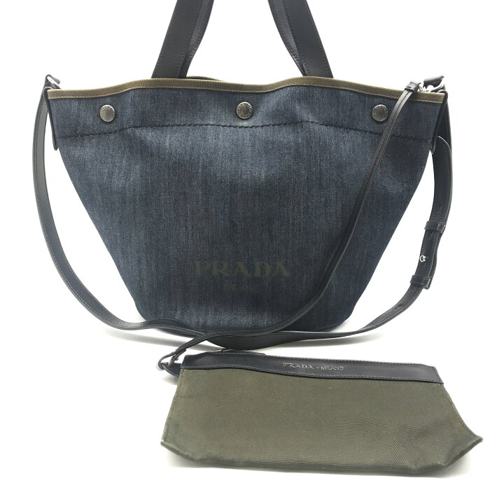 楽天市場】【中古】良品 PRADA プラダ 2WAY デニム ハンド ショルダー 