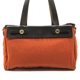 【中古】HERMES エルメス エール カバスPM トワル シカクG刻印 替えバッグ付き ハンド トート バッグ レッド|オレンジ 良品 k336