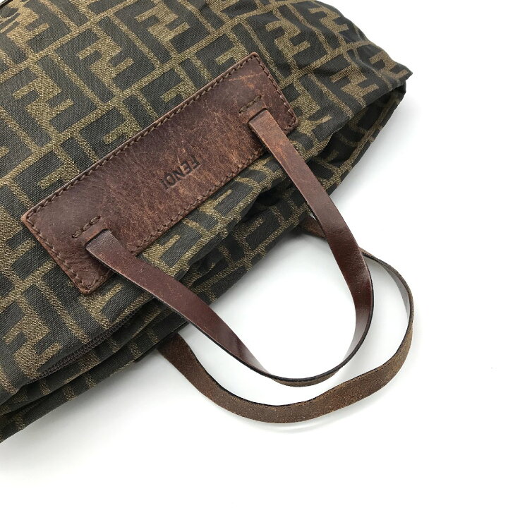 中古】 中美品 フェンディ FENDI ズッカ ハンドバッグ ブラウン 