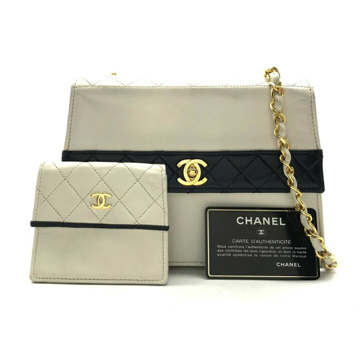 楽天市場】【中古】良品 CHANEL シャネル 台形 バイカラー チェーン  