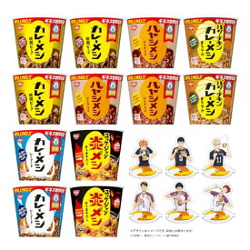 カレーメシ カップライス 計12食 ＋ ハイキュー!! オリジナルアクスタ フタ止め 全6種×各1個 EC限定コンプリートセット [日清食品 コラボ