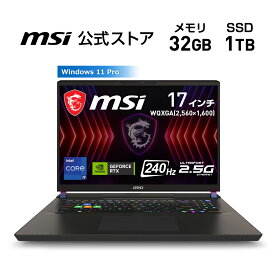 NVIDIA GeForce RTX 4090 Laptop GPU /Core i9 プロセッサー 14900HX/17インチ/240Hz/32GB/1TB（M.2 NVMe）/最大5時間（JEITA 3.0 動画再生時）、最大6時間（JEITA 3.0 アイドル時）/3.0kg/ゲーミングノートPC/Vector-17-HX-A14VIG-6103JP