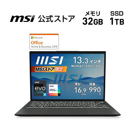 【Office搭載モデル】Core i7-1255U/インテル Iris Xe グラフィックス/32GB/1TB（M.2 NVMe）/990g/最大21時間（JEITA 2.0）/13.3インチ/Windows 11 Home/ノートPC/Prestige-13Evo-A12M-1101JP