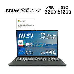 yOfficeڃfzyMSIEVizCore i7-1355U/Ce Iris Xe OtBbNX/32GB/512GBiM.2 NVMej/990g/ő10ԁiJEITA 3.0 ĐjAő20ԁiJEITA 3.0 AChj/13.3C`/Windows 11