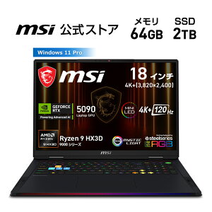 NVIDIA GeForce RTX 5090 Laptop GPU /Ryzen 9 9955HX3D/18C`/120Hz/64GB/2TBiM.2 NVMej/ؒ/3.6kg/Q[~Om[gPC/Raider-A18-HX-A9WJG-0153JP