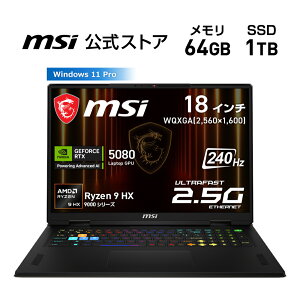 NVIDIA GeForce RTX 5080 Laptop GPU /Ryzen 9 9955HX/18C`/240Hz/64GB/1TBiM.2 NVMej/ؒ/3.6kg/Q[~Om[gPC/Vector-A18-HX-A9WIG-0353JP