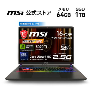 yԌZ[ 9/5-9/15zNVIDIA GeForce RTX 5070 Ti Laptop GPU /Core Ultra 9 vZbT[ 275HX/16C`/240Hz/64GB/1TBiM.2 NVMej/2.7kg/Q[~Om[gPC/Vector-16-HX-AI-A2XWHG-0251JP