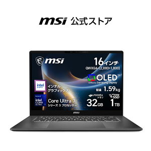 Core Ultra 7 �v���Z�b�T�[ 355/�C���e�� �O���t�B�b�N�X/32GB/1TB�iM.2 NVMe�j/��1.59kg/�ő�13���ԁiJEITA 3.0 ����Đ����j�A�ő�19���ԁiJEITA 3.0 �A�C�h�����j/16�C���`/Windows 11 Home/�m�[�gPC/Prestige-16-AI C3M