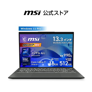 Core Ultra 7 �v���Z�b�T�[ 155H/�C���e�� Arc �O���t�B�b�N�X/16GB/512GB�iM.2 NVMe�j/��990g/�ő�11���ԁiJEITA 3.0 ����Đ����j�A�ő�20���ԁiJEITA 3.0 �A�C�h�����j/13.3�C���`/Windows 11 Pro/�m�[�gPC/Prestige-13-