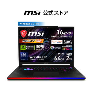 NVIDIA GeForce RTX 5090 Laptop GPU/Core Ultra 9 �v���Z�b�T�[ 290HX Plus/16�C���`/240Hz/64GB/2TB�iM.2 NVMe�j/���ؒ�/��2.6kg/�Q�[�~���O�m�[�gPC/Raider-16-Max-HX-B2WJ-2661JP