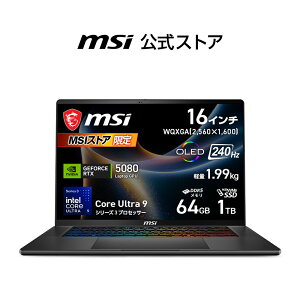 NVIDIA GeForce RTX 5080 Laptop GPU/Core Ultra 9 �v���Z�b�T�[ 386H/16�C���`/240Hz/64GB/1TB�iM.2 NVMe�j/�ő�10���ԁiJEITA 3.0 ����Đ����j�A�ő�13���ԁiJEITA 3.0 �A�C�h�����j/��1.99kg/�Q�[�~���O�m�[�gPC/Stealth-16-A