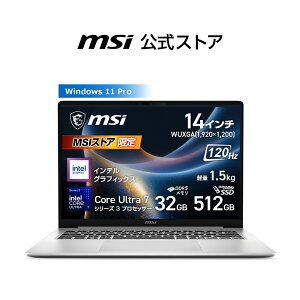 Core Ultra 7 �v���Z�b�T�[ 355/�C���e�� �O���t�B�b�N�X/32GB/512GB�iM.2 NVMe�j/��1.5kg ���\���ɂ��قȂ�ꍇ���������܂��B/14�C���`/Windows 11 Pro/�m�[�gPC/Modern-14S-AI+G3MG-1701JP; Copilot+ PC