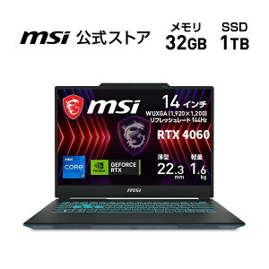 yMSIEVizRTX406032GB m[gp\R NVIDIA GeForce RTX 4060 Laptop GPU/Core i7-13620H/14C`/144Hz/32GB/1TBiM.2 NVMej/1.6kg/Q[~Om[gPC/Cyborg-14-A13VF-6003JP