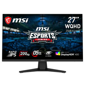 MSI �Q�[�~���O���j�^�[ MAG 274QF E20/27�C���`/200Hz/0.5ms�iGTG�A�ŏ��l�j/WQHD�i2,560 × 1,440�j/RAPID IPS/HDMI/DP/G-SYNC Compatible/HDR/3�N�ۏ�