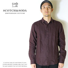 【セール 40％OFF】【スコッチ&ソーダ SCOTCH&SODA スコッチアンドソーダ】 長袖シャツ シャツ リネンシャツ 麻 メンズ men's 国内正規品 インポート ブランド 海外ブランド 11403 M-shirts