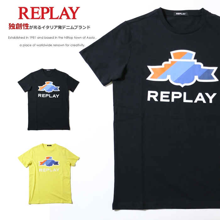 【【REPLAY リプレイ】 tシャツ 半袖 プリント ロゴ アメカジ メンズ men's 国内正規品 インポート ブランド 海外ブランド  M6016-000-22980P エムズジーンズ