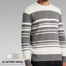 【セール 30％OFF】【G-STAR RAW ジースターロウ】 ニット セーター 綿ニット クルーネック ボーダー ストライプ 長袖 ジースターロー gstar メンズ 国内正規品 インポート ブランド 海外ブランド D21175-C706 M-knit