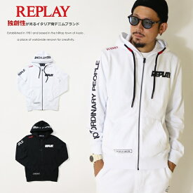 【セール 20％OFF】【REPLAY リプレイ】 パーカー スウェット 長袖 ジップアップ プリント アメカジ メンズ men's 国内正規品 インポート ブランド 海外ブランド M6316-000-21842