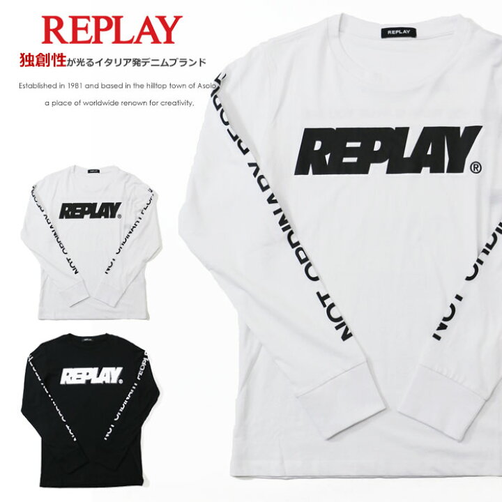 楽天市場】【REPLAY リプレイ】 tシャツ 長袖 ロンt プリント ロゴ 
