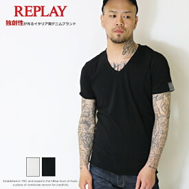 REPLAY リプレイ tシャツ 半袖 Vネック プリント ロゴ アメカジ メンズ 国内正規品 インポート ブランド 海外ブランド M3591-000-2660