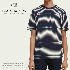 【セール 40％OFF】 スコッチ&ソーダ SCOTCH&SODA スコッチアンドソーダ tシャツ 半袖 ボーダー 刺繍 メンズ 国内正規品 インポート ブランド 海外ブランド 74450
