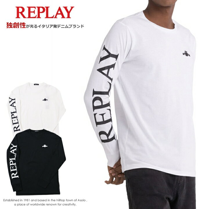 楽天市場】【REPLAY リプレイ】 tシャツ 長袖 ロンt プリント ロゴ 