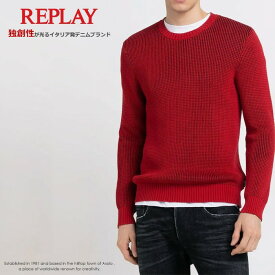 【セール 20％OFF】【REPLAY リプレイ】 ニット セーター クルーネック プルオーバー 長袖 プリント ロゴ アメカジ メンズ men's 国内正規品 インポート ブランド 海外ブランド UK2515-000-623520