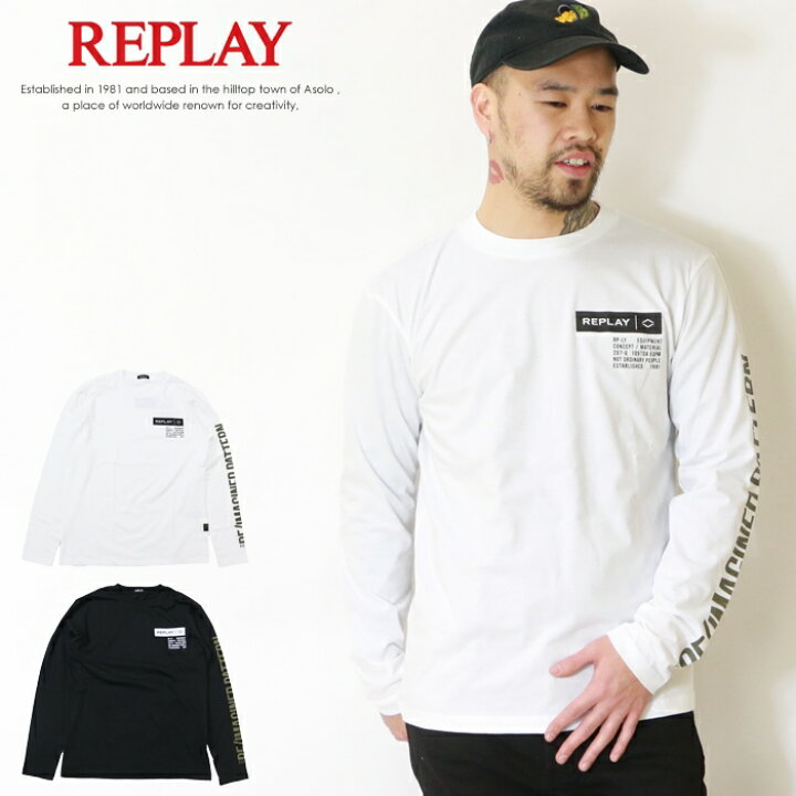 楽天市場】【REPLAY リプレイ】 tシャツ 長袖 ロンt プリント ロゴ 