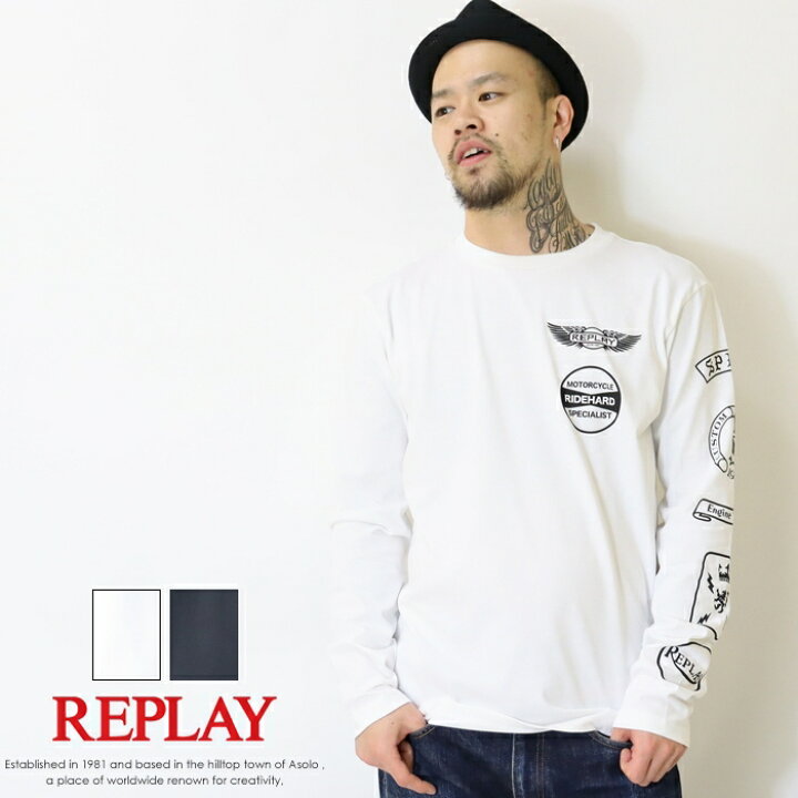 楽天市場】【REPLAY リプレイ】 tシャツ 長袖 ロンt プリント ロゴ 