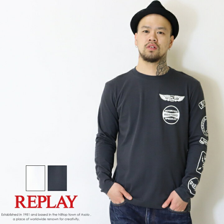 楽天市場】【REPLAY リプレイ】 tシャツ 長袖 ロンt プリント ロゴ 