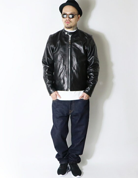 楽天市場】ショット レザージャケット 革ジャン カフェレーサータイプ  