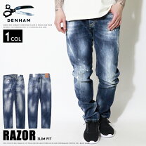 DENHAM SKIN SLIM FIT ブラックデニムパンツ ダメージ加工 デンハム 