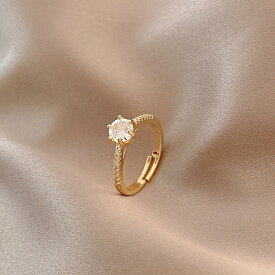 アレルギー対応 リング 指輪 Czダイヤモンド 18K ゴールドフィルド オープンリング サイズ調整可能 レディース ゴールド ラブリング アクセサリー プレゼント 金属アレルギー リング おしゃれ 女性 大人可愛い 20代 30代 40代 50代