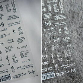 極薄　ネイルシール ハンドメイド レジン ネイル シール 筆記体 アルファベット イニシャル 英語 数字 英単語 原宿系 ポップ イングリッシュ ニュアンス 大人 上品 材料 レジン封入 ジェルネイル ネイルアート セルフネイル　英字筆記体