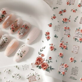 高品質ネイルシール 可愛い　バラ　ローズ　お花　素敵　フラワー　レジン封入　ハンドメイド　ネイル材料　　セルフネイル　ネイルアート　ネイル用品　ジェルネイル　貼るだけ　簡単　成人式　入学式　前撮り結婚式　 ヴィンテージピンクローズシール