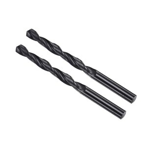 高速度鋼ツイストドリルビット 直径9.8mm 長さ133mm 黒オキサイド ストレートツイストジョバードリルビット - (用途: 金属 木材 プラスチック アルミニウム), 2個入り