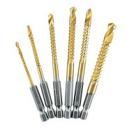 6本入りセット 鋸歯状ツイストドリルビット チタンコーティング麻花ドリルビット 3mm 4mm 5mm 6mm 6.5mm …