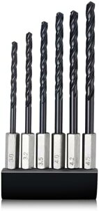 三刃ドリルビット 高性能ビット 新快削 低消耗ドリル刃 6本セット (φ3.0/ 3.2/ 3.5/ 4.0/ 4.2/ 4.5mm) 美しい丸穴を開ける 鉄工用 木工用 金工用ドリル