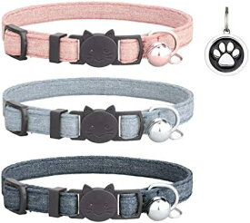 首輪 ネコ 猫用 首輪 子犬 迷子札付き 鈴付き 3個セット