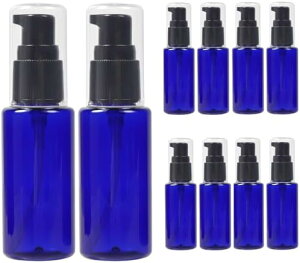 小分けボトル 詰め替え可能 トラベルボトル ポンプボトル 空容器 乳液 シャンプー用 旅行 出張 携帯 30ML 10本セット(青)