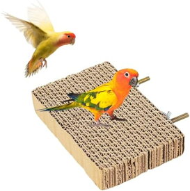 止まり木 オウム おもちゃ 段ボール 紙 インコ とまり木 スタンド 爪研ぎ パーチ 噛むおもちゃ トレーニング 止まり木 文鳥 オカメインコ セキセイインコ 鳥かご (カーキ, S:15*10*3cm)