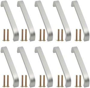 アルミニウム合金製 ドアハンドル 96mm 軸距 10個セット シルバーホワイト キッチン食器棚 キャビネット用 プルハンドル 引き出し つまみ 金具 ノブ ネジ20個付き