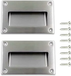 取っ手2個セット引き手 持ち手 引き戸隠しドア 窓 引き出し用プルハンドル ステンレス鋼製 シルバー ネジ付き