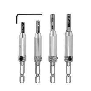 センター出し用 ヒンジ蝶番 木工用 穴あけ 六角軸ドリルビット ドリルガイド4本セット