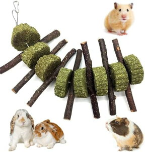 歯磨き 牧草塊とりんご枝 うさぎ チンチラ む あそび道具 おもちゃ ストレス 運動不足 解消 腸炎防止 吊り下げ 齧り対策 餌 おやつ リス ウサギ モルモット テンジクネズミ 小動物