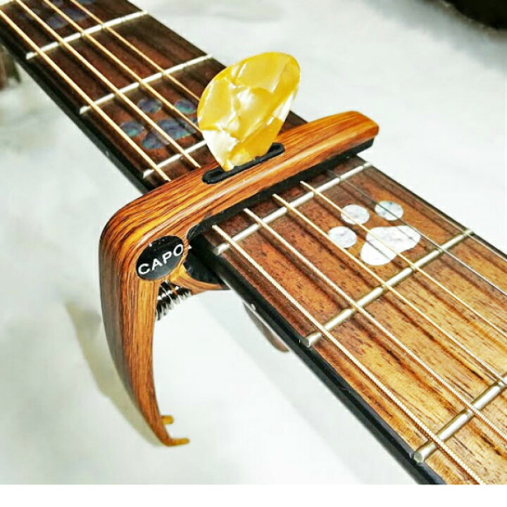 楽天市場】ピッククリップ付きカポタスト 木目調 硬さの違うピック3枚 