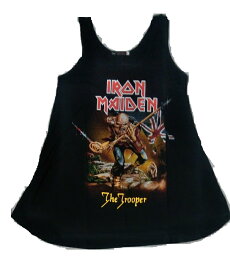 レディース　ロック系　ロングカットソー IRON MAIDEN(アイアンメイデン) The Trooper Killers FREE ブラック ロック系 ショートワンピ ロックT ロックTシャツ バンドTシャツ バンT Tシャツ ノースリーブ