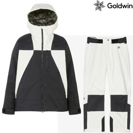 ゴールドウイン スキーウエア GOLDWIN 2-tone Color Hooded Jacket KW ブラック×ホワイト + 2-tone Color Wide Pants W ホワイト G13303-KW-G33355A-W