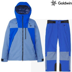 ゴールドウイン スキーウエア GOLDWIN 2-tone Color Hooded Jacket CX コロネットブルー + 2-tone Color Wide Pants LP ラピス ラズリ G13303-CX-G33355A-LP